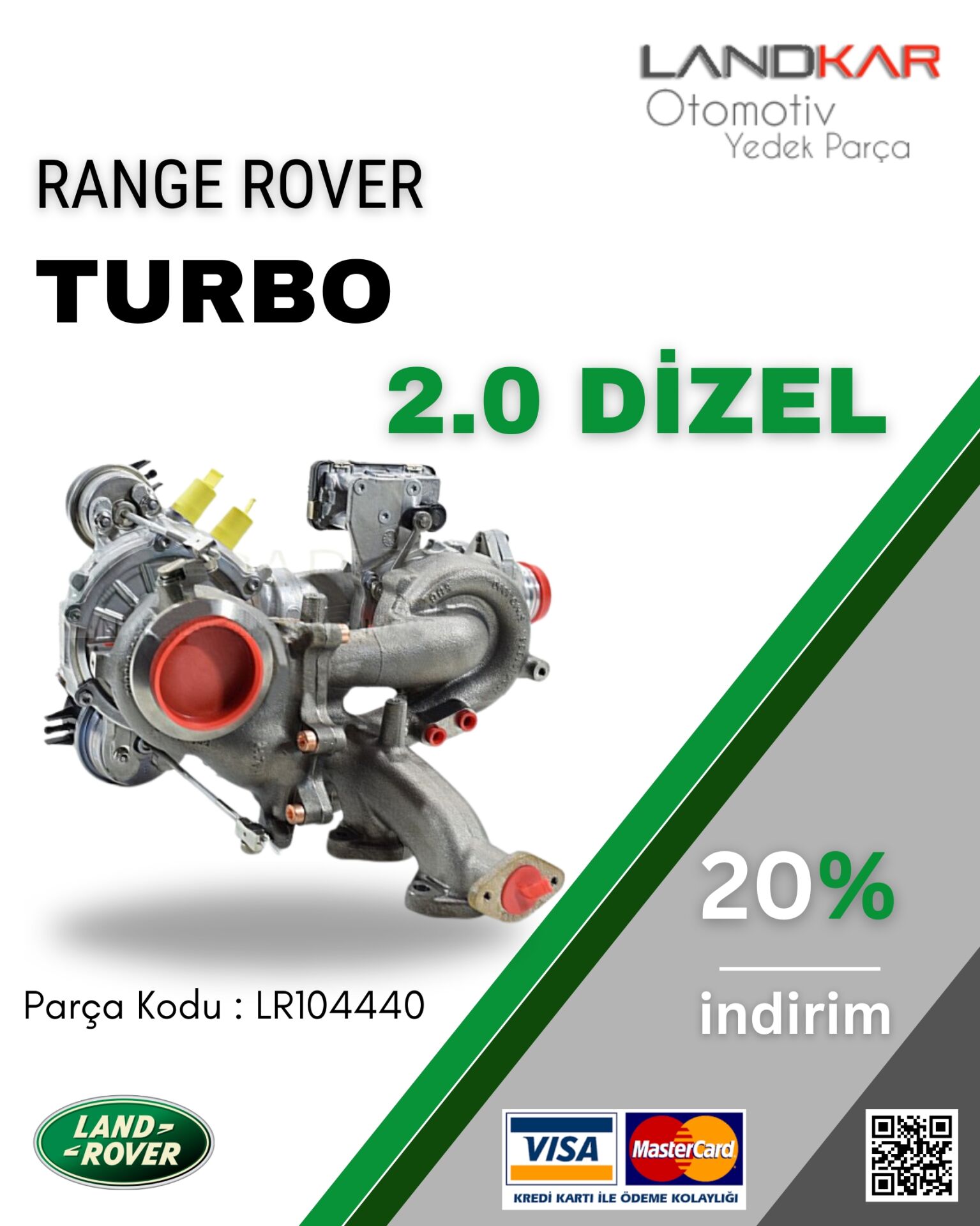 Range Rover Velar ve Sport, Discovery 5, Yeni Defender 2.0 Dizel Turbo - LR104440